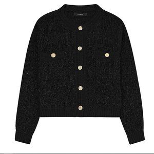 Black floppy cardigan sweater